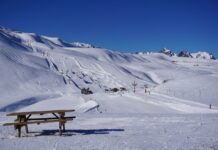 Stok narciarski w Alpach